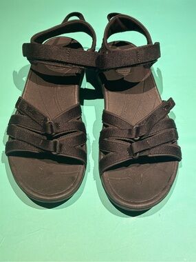 Teva Tirra All Black Strappy Slingback Hiking Sandals Women's Size 10